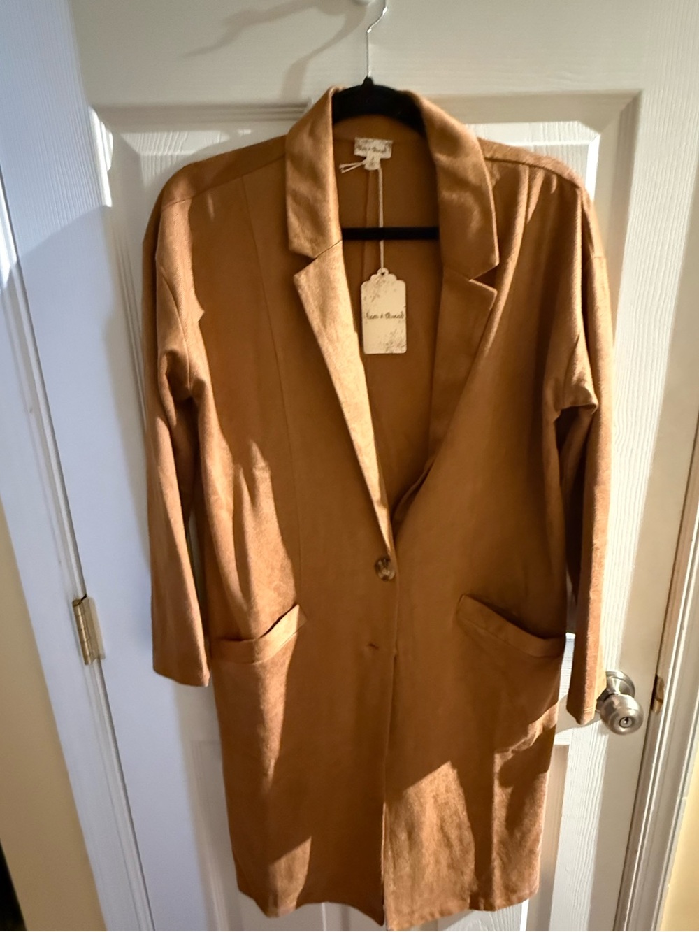 Hem & Thread Tan Single-Button Long Trench Coat